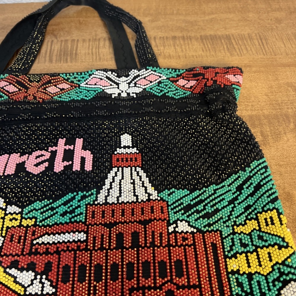 Vintage Nazareth Souvenir Rainbow Beaded Large Tote Bag Jerusalem - Picture 10 of 16